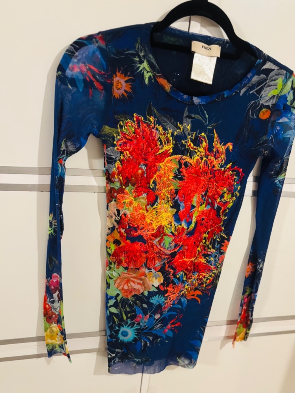 Fuzzi Mesh Top Royal Blue/Multi Embroidered Xsmall - Picture 4 of 7
